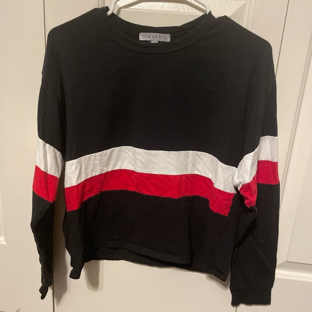 Gaze Black, Red, and White Long Sleeve Tee